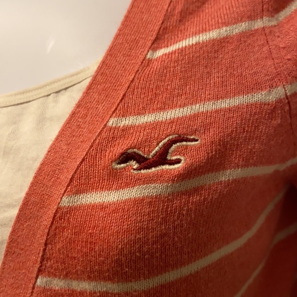 Hollister cardigan pink and white stripe button up - Picture 4 of 12